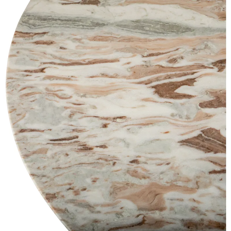 Malibu 48" Round Table in Sawar Marble with Antique Gold Base