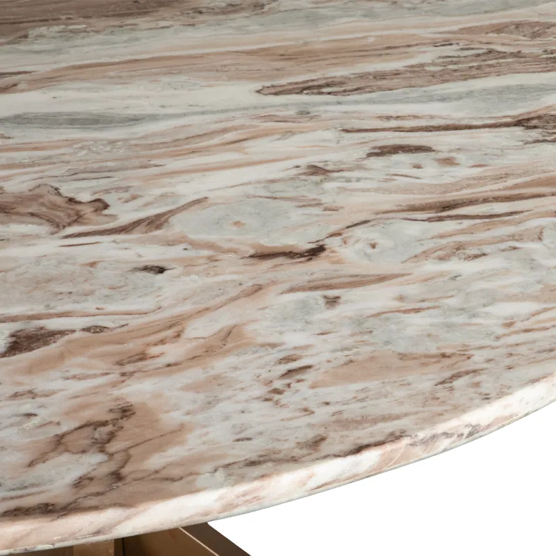 Malibu 48" Round Table in Sawar Marble with Antique Gold Base