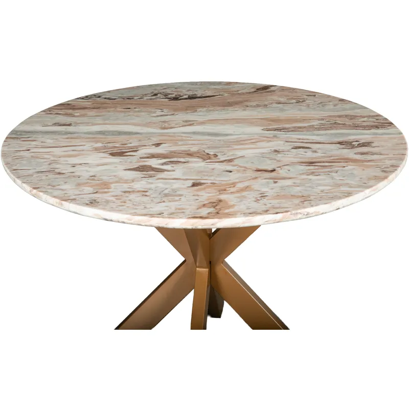 Malibu 48" Round Table in Sawar Marble with Antique Gold Base