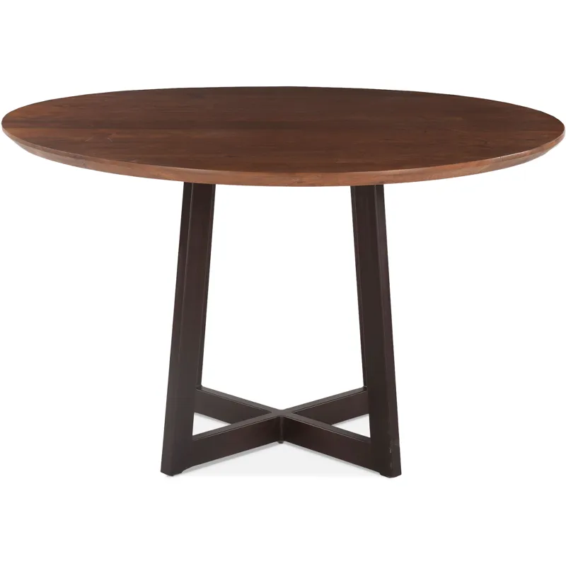 Mozambique 48" Round Dining Table in Walnut and Antique Zinc