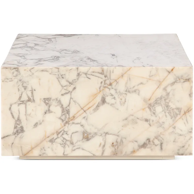 Nile 32" Drum Coffee Table in Alabaster Marble