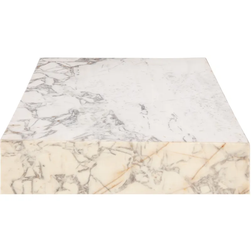 Nile 32" Drum Coffee Table in Alabaster Marble