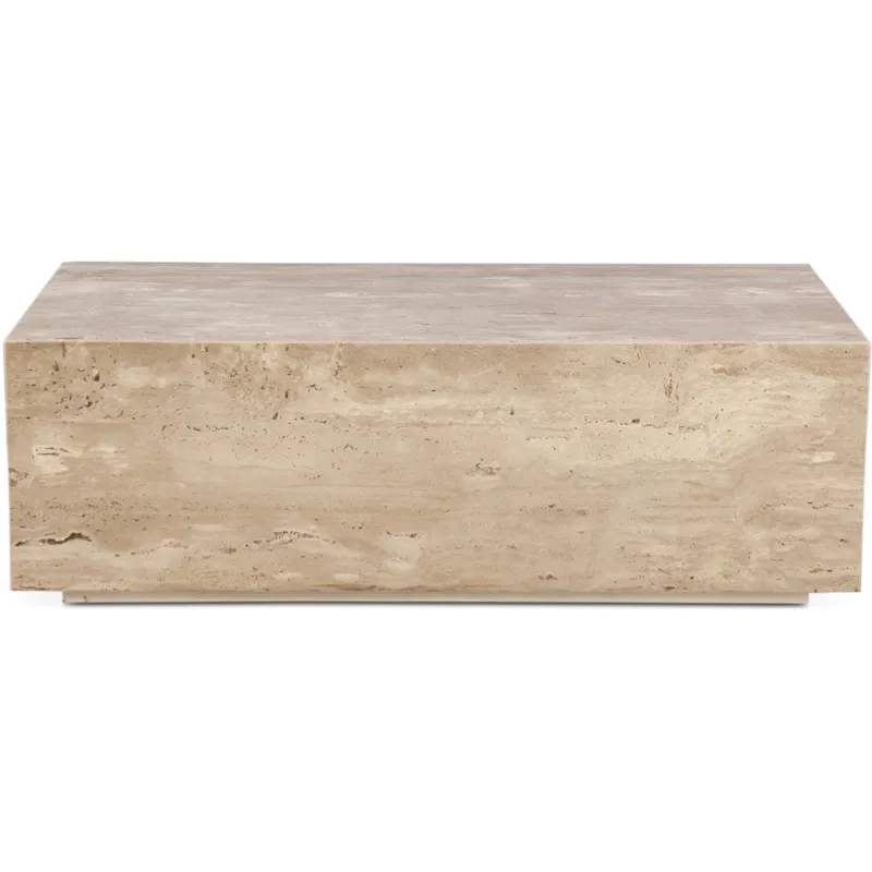 Nile 50" Drum Coffee Table in Travertine Stone