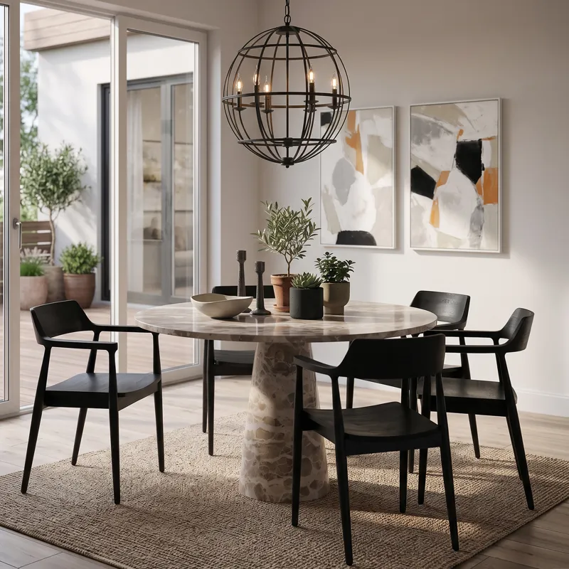 Nile 48" Round Dining Table in Capri Beige Marble
