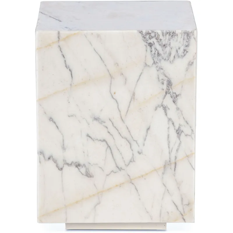 Nile 15" Drum Side Table in Alabaster Marble
