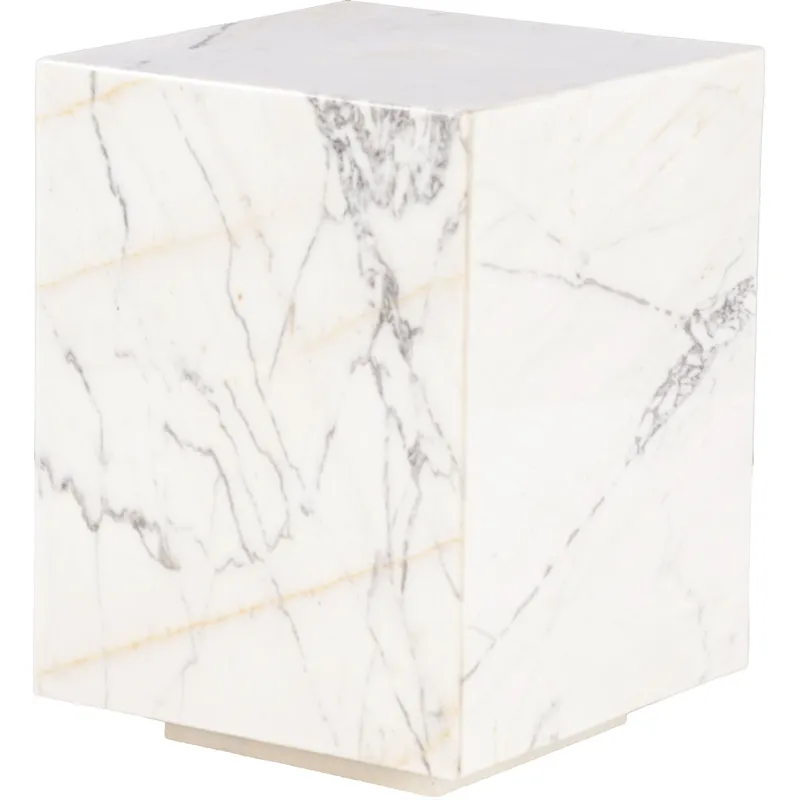 Nile 15" Drum Side Table in Alabaster Marble