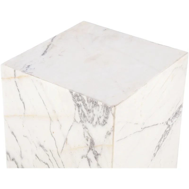 Nile 15" Drum Side Table in Alabaster Marble