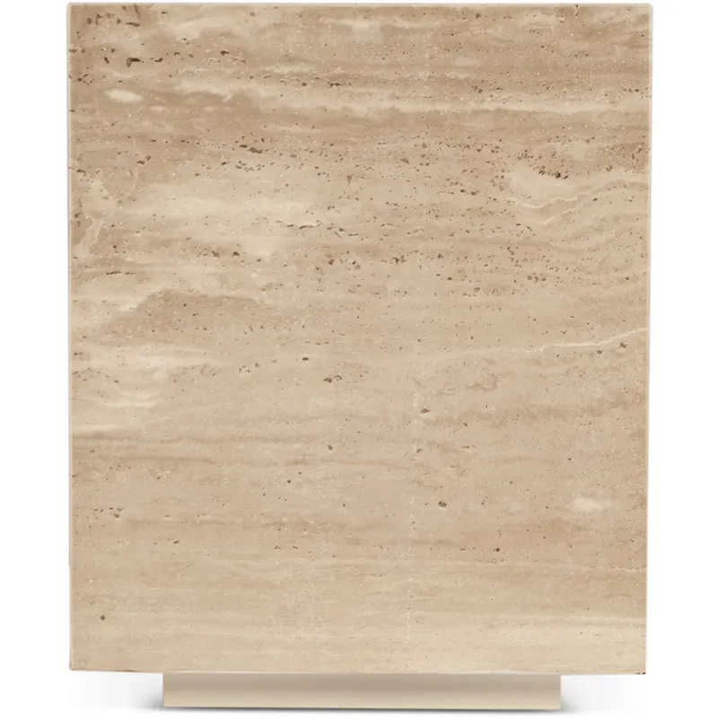 Nile 18" Drum Side Table in Travertine Stone