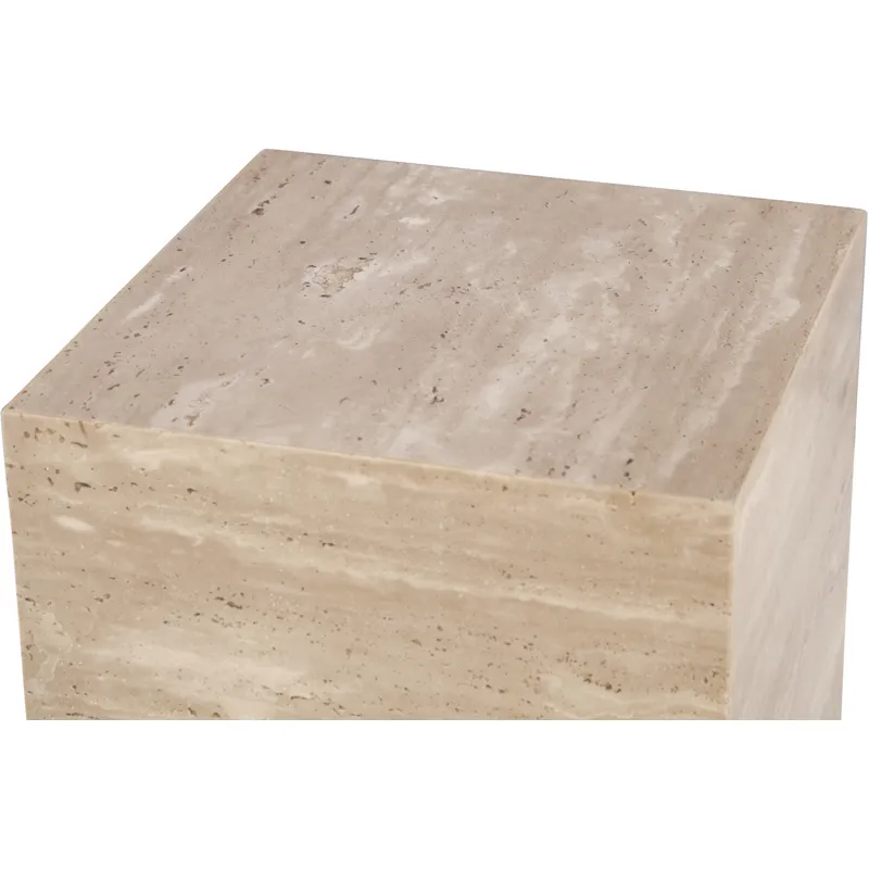 Nile 18" Drum Side Table in Travertine Stone