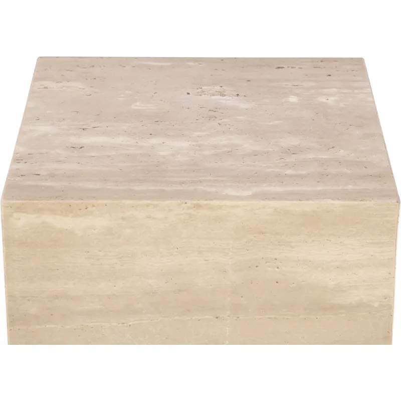 Nile 18" Drum Side Table in Travertine Stone