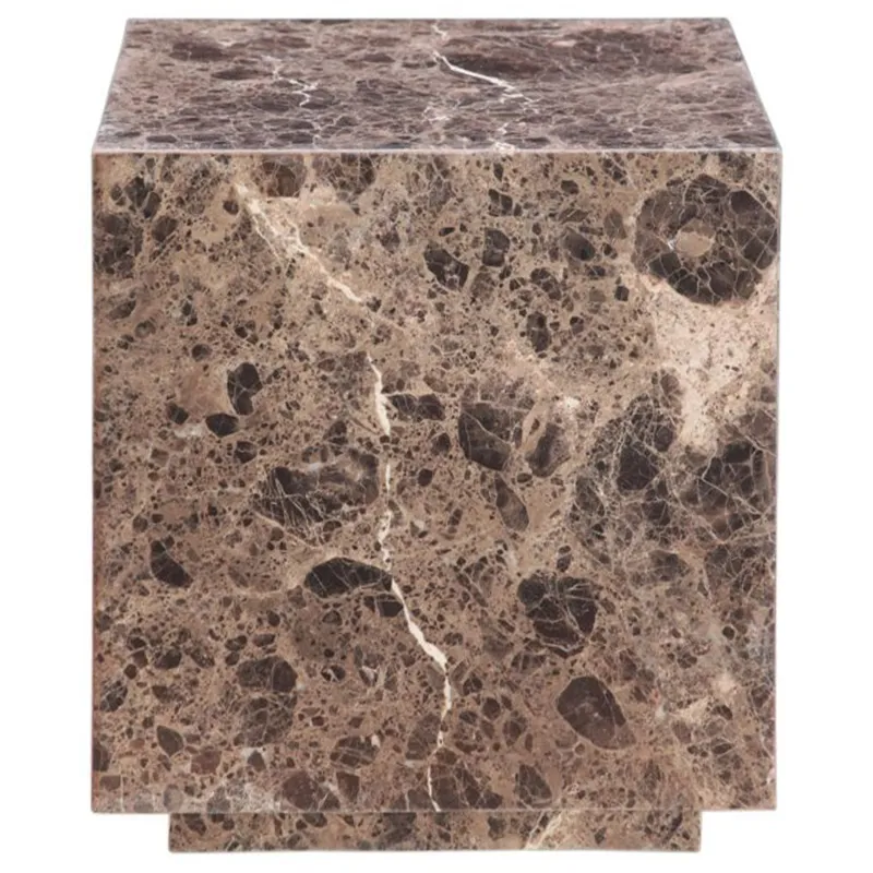 Nile 22" Drum Side Table in Dark Emperador Marble