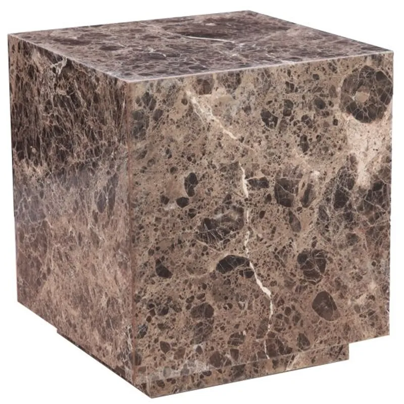 Nile 22" Drum Side Table in Dark Emperador Marble