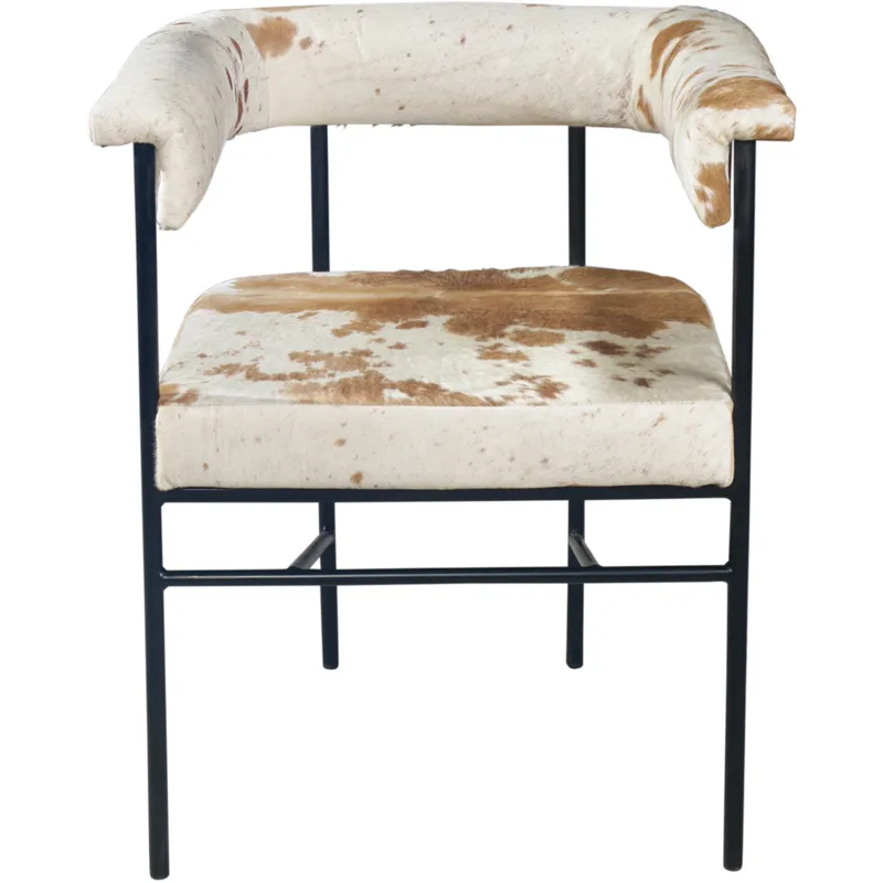 Nola 18" Dining Armchair in Brown Hair on Hide Leather