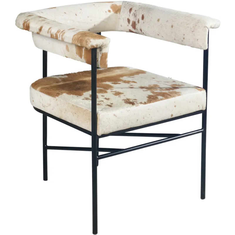 Nola 18" Dining Armchair in Brown Hair on Hide Leather