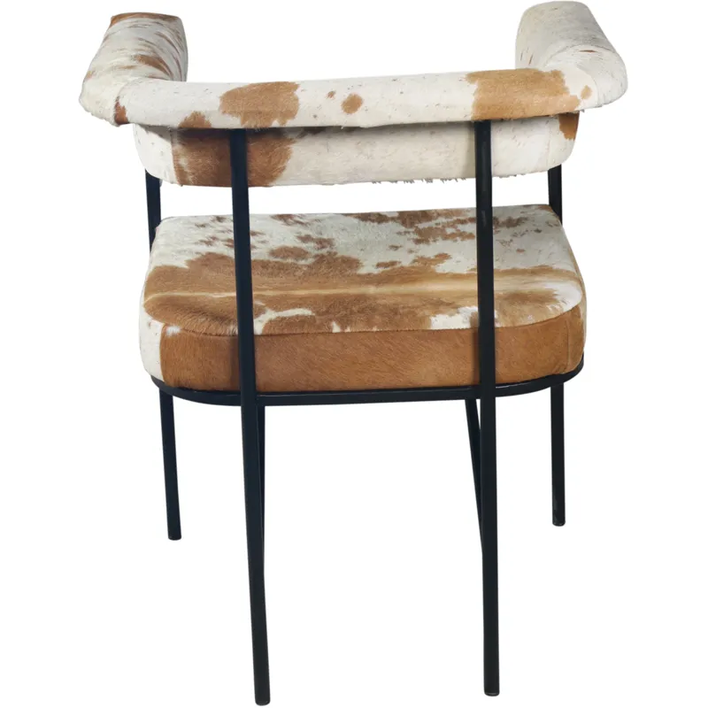 Nola 18" Dining Armchair in Brown Hair on Hide Leather