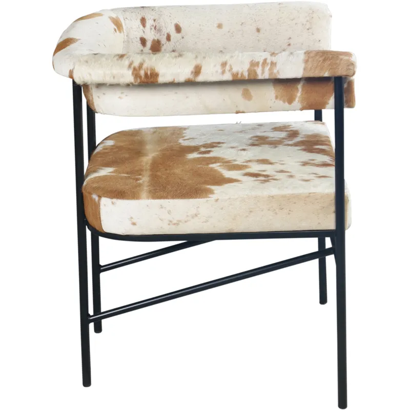 Nola 18" Dining Armchair in Brown Hair on Hide Leather