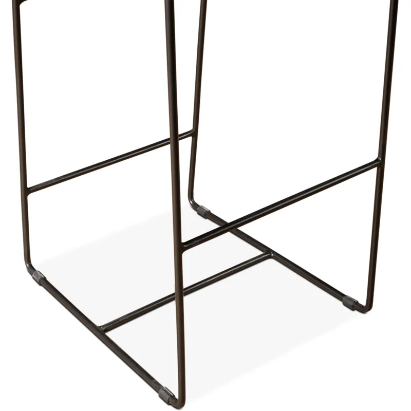 New York 18" Bar Chair in Brown Buffalo Leather and Iron