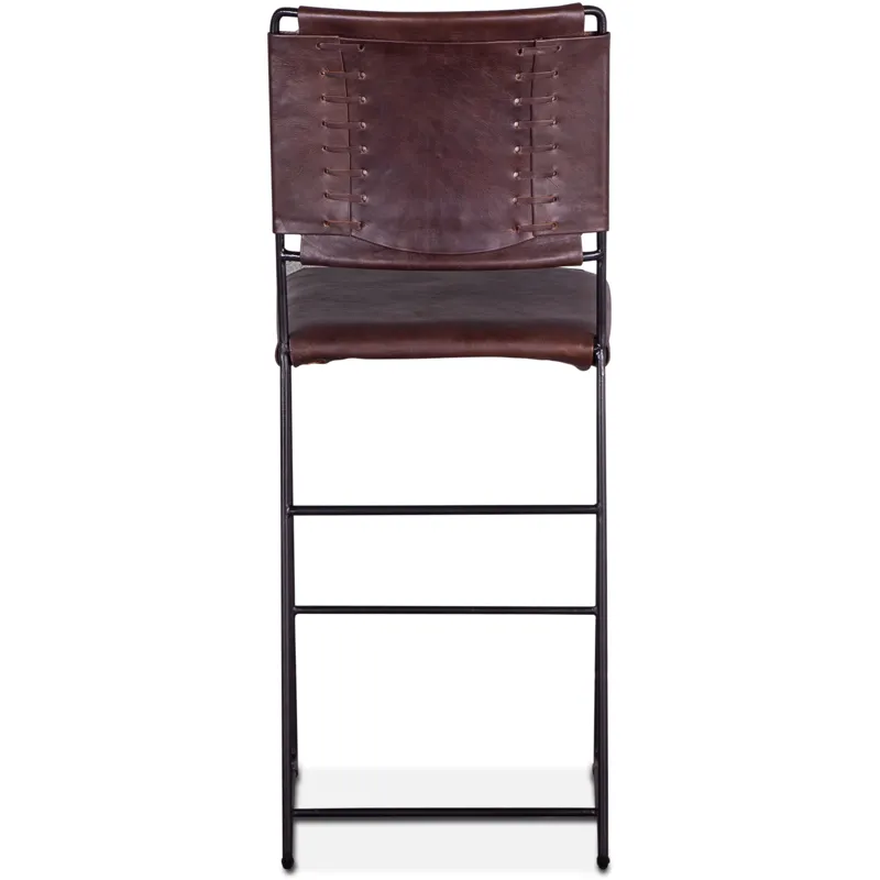 New York 17" Counter Chair in Chocolate Top Grain Leather and Iron