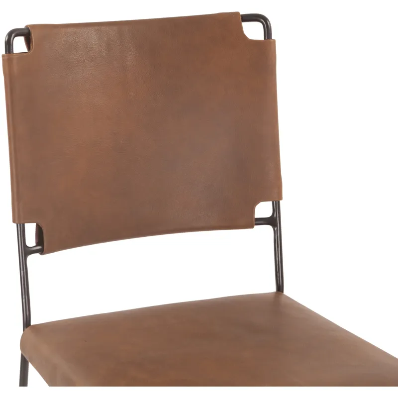 New York 18" Counter Chair in Brown Buffalo Leather and Iron