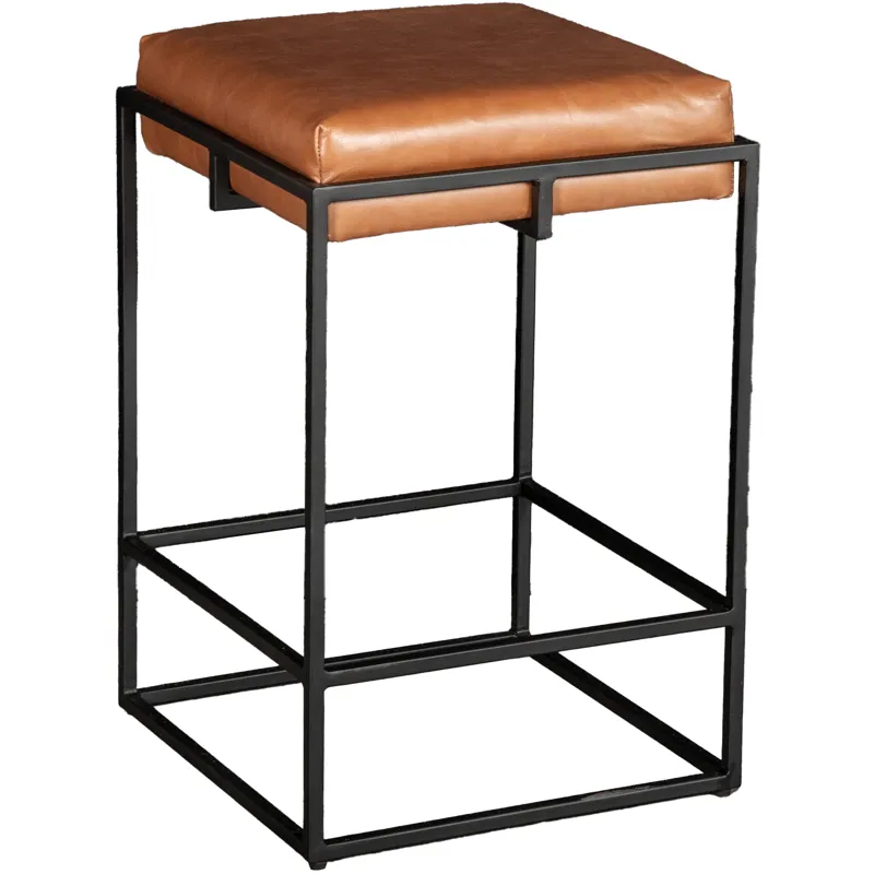 New York 17" Backless Counter Stool in Cognac Top Grain Leather