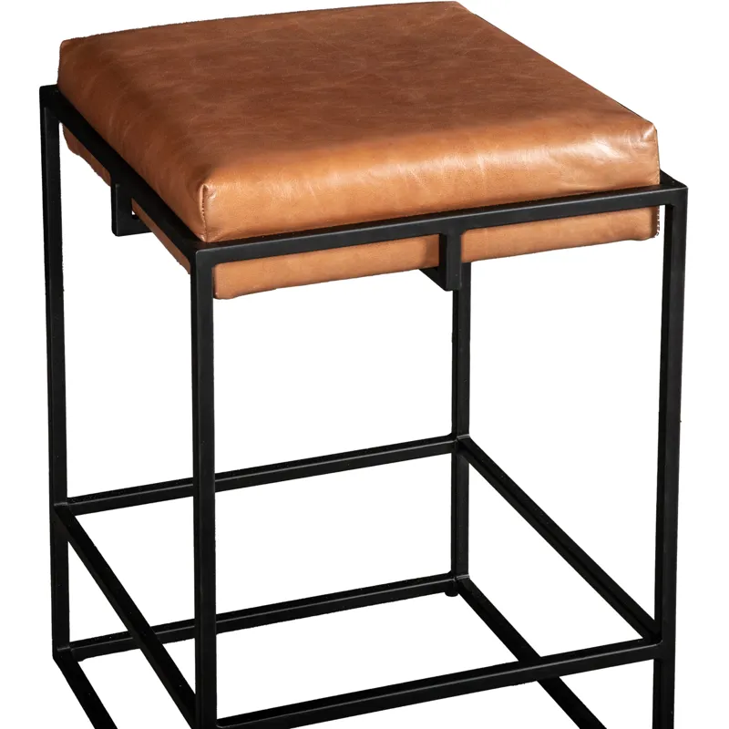 New York 17" Backless Counter Stool in Cognac Top Grain Leather