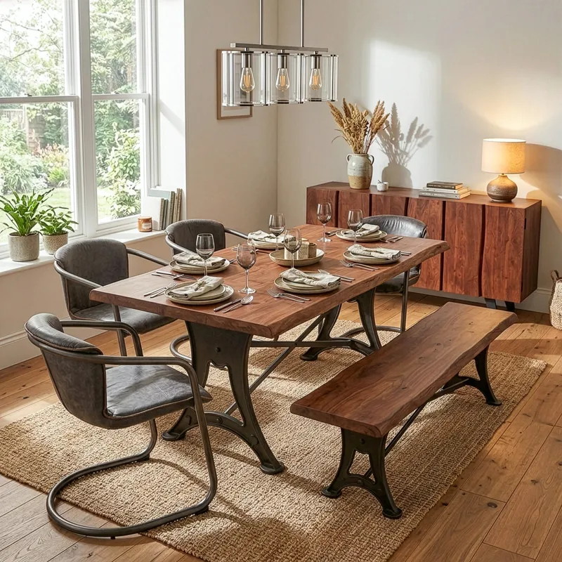 Organic Forge 94" Dining Table in Raw Walnut
