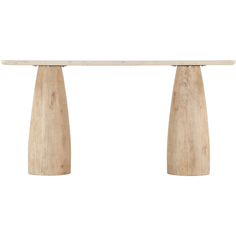 Palm Springs 60" Console Table with White Marble and Whitewash Modern Base