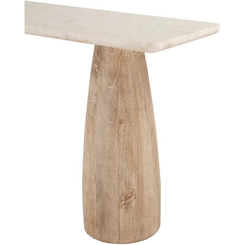 Palm Springs 60" Console Table with White Marble and Whitewash Modern Base
