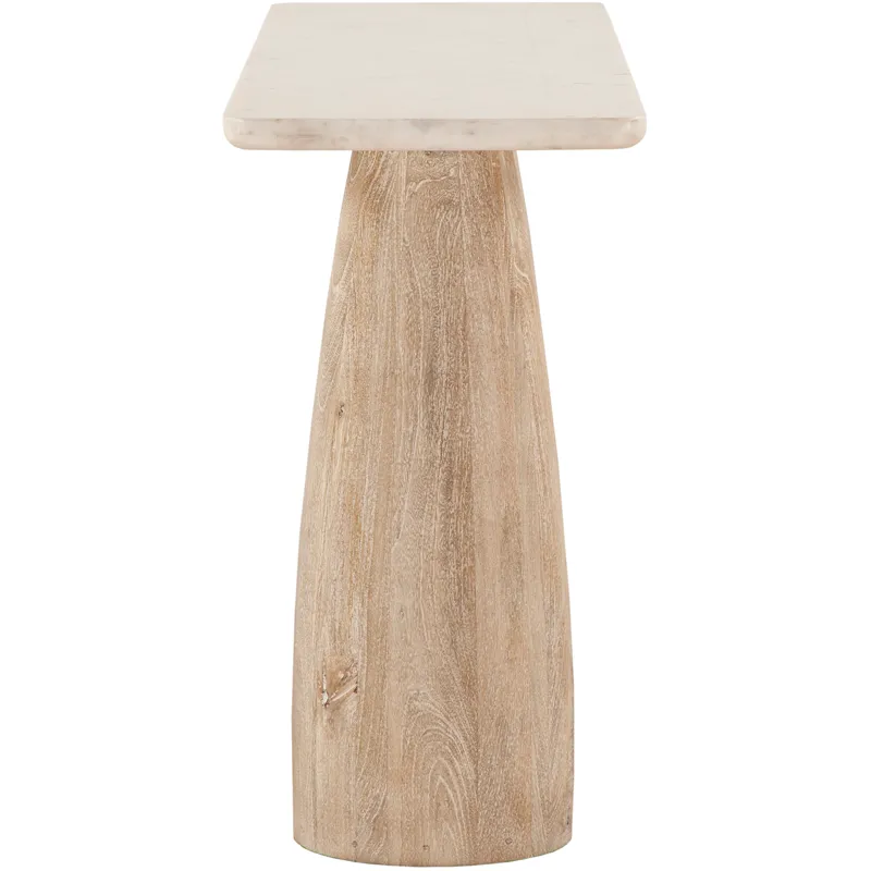 Palm Springs 60" Console Table with White Marble and Whitewash Modern Base