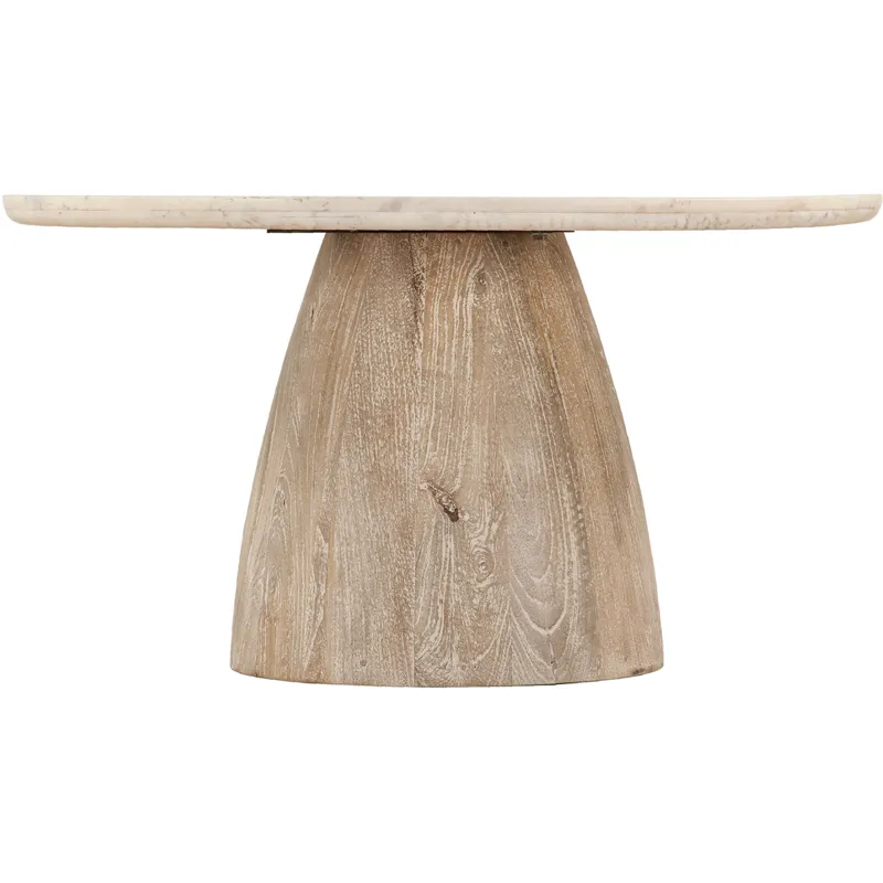 Palm Springs 36" Coffee Table with White Marble and Whitewash Modern Base