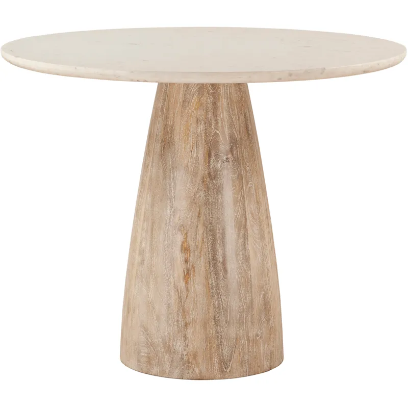 Palm Springs 48" Gathering Table with White Marble and Whitewash Modern Base