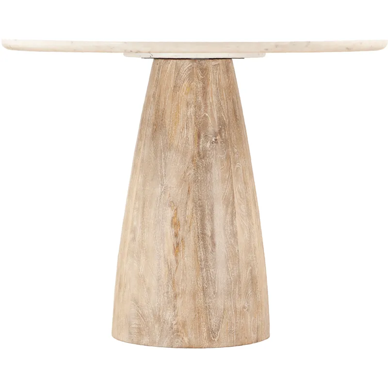 Palm Springs 48" Gathering Table with White Marble and Whitewash Modern Base