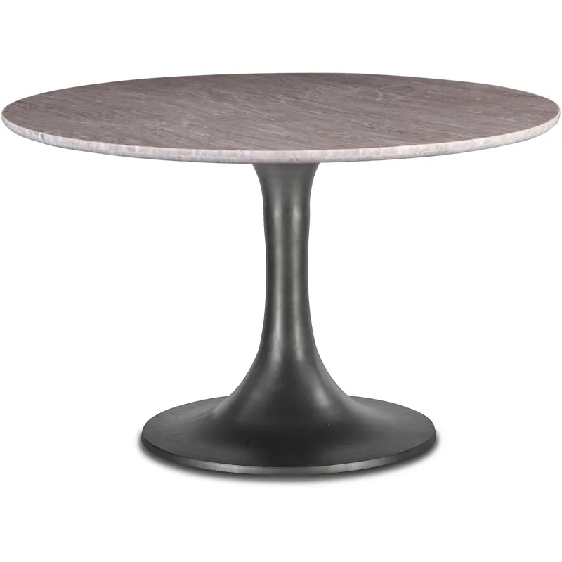Palm Springs 48" Round Dining Table with Brown Lajaria Marble and Silver Base
