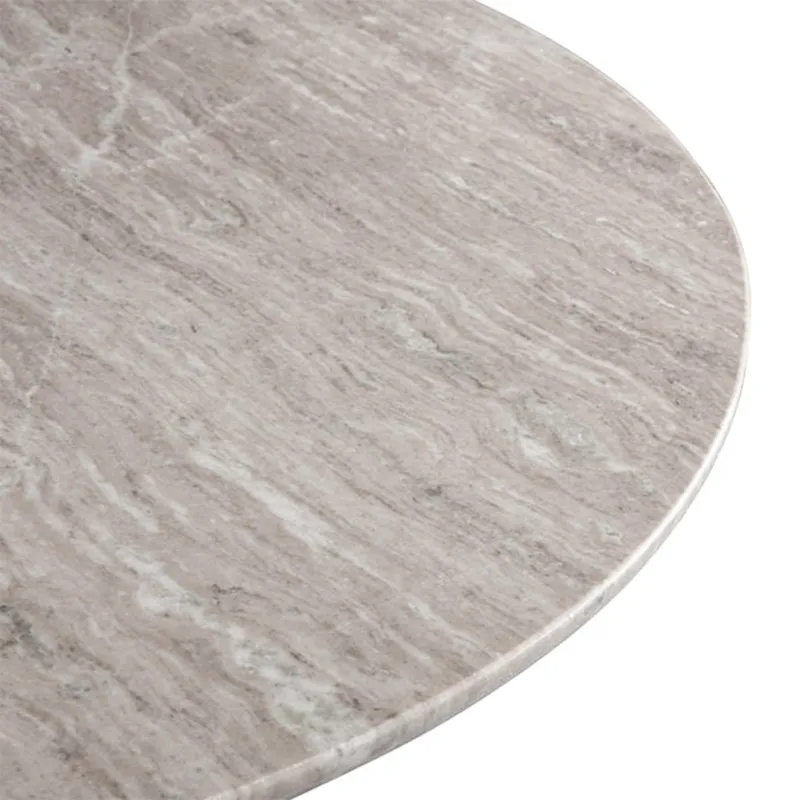 Palm Springs 48" Round Dining Table with Brown Lajaria Marble and Silver Base
