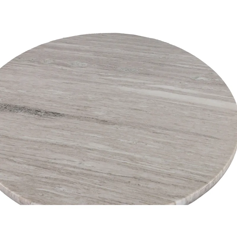 Palm Springs 48" Round Dining Table with Brown Lajaria Marble and Silver Base