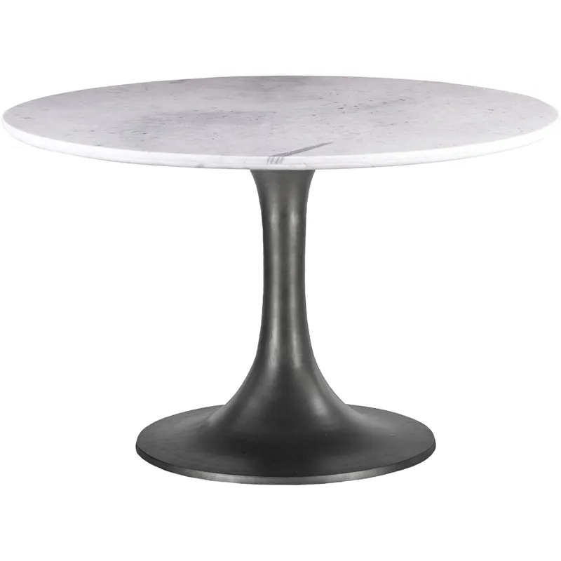 Palm Springs 48" Round Dining Table with White Marble and Silver Base