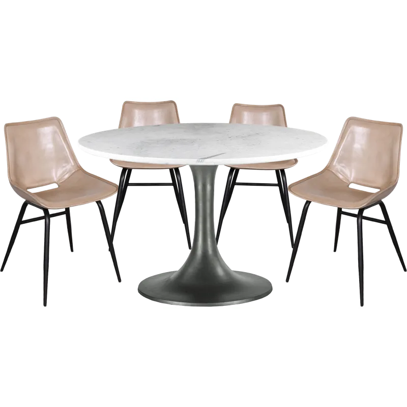 Palm Springs 48" Round Dining Table with White Marble and Silver Base