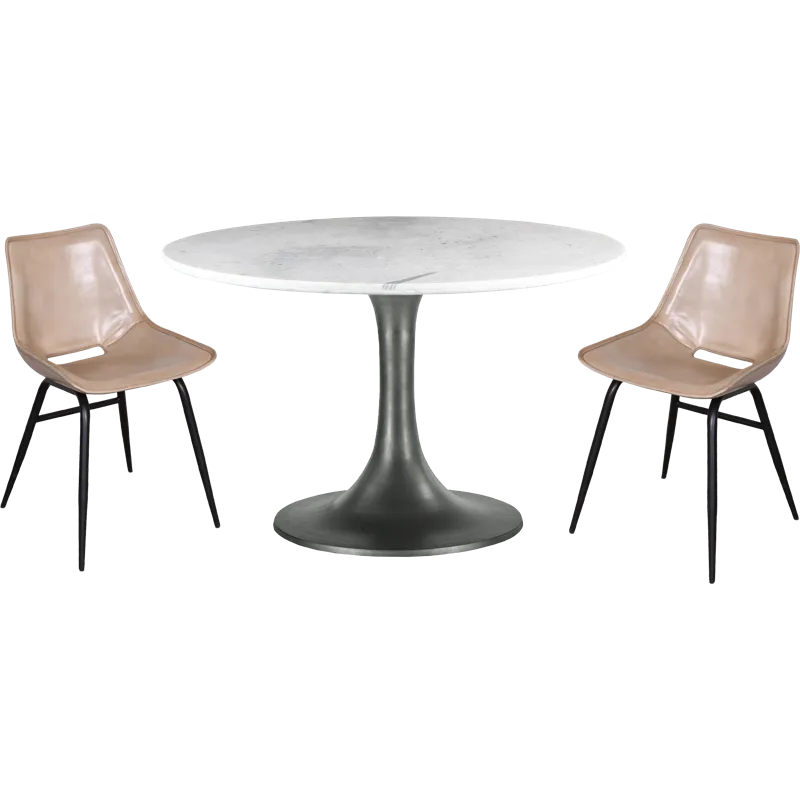 Palm Springs 48" Round Dining Table with White Marble and Silver Base