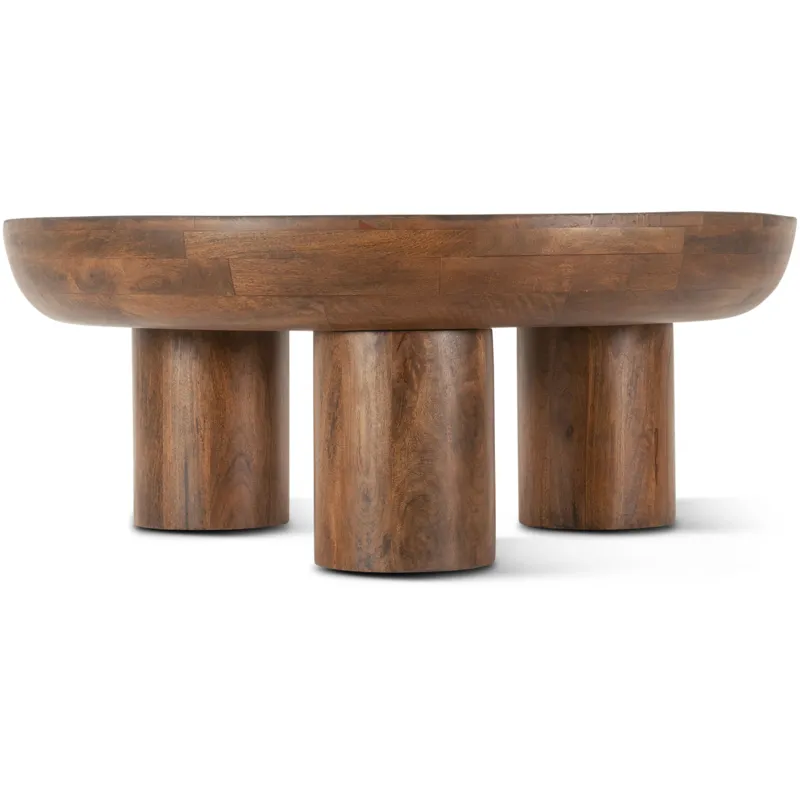 Palermo 39" Round Coffee Table in Acorn Brown