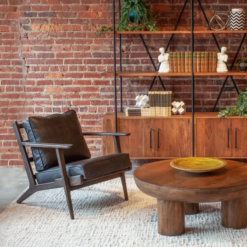 Palermo 39" Round Coffee Table in Acorn Brown