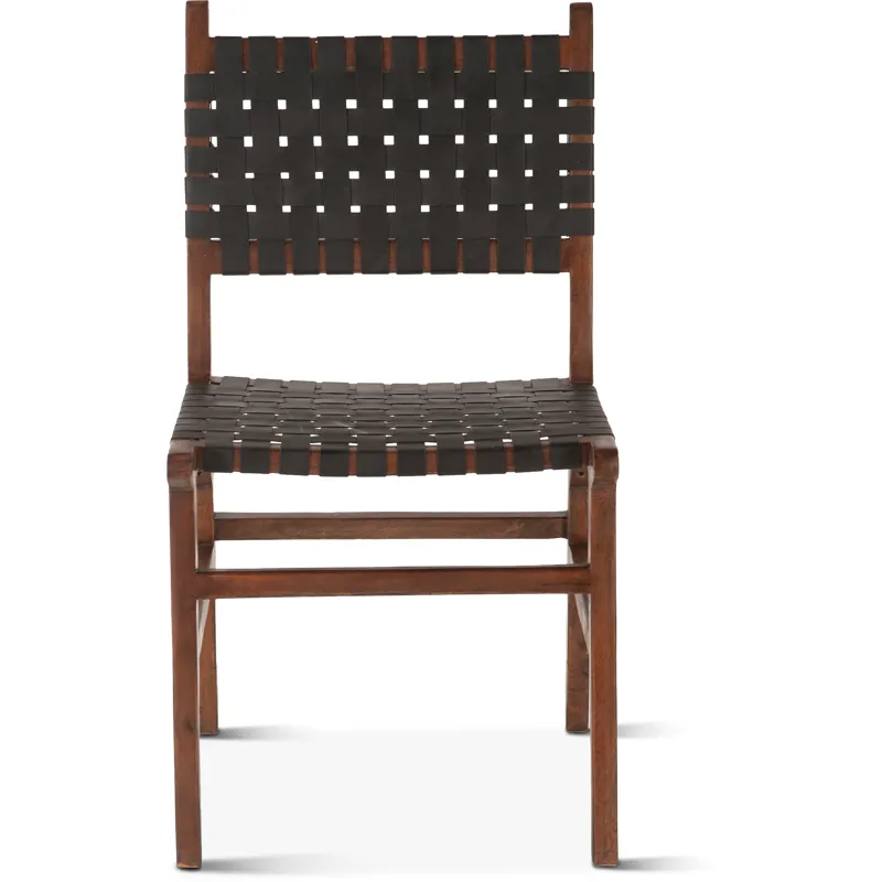 Palermo 18" Dining Chair with Black Leather in Matte Brown