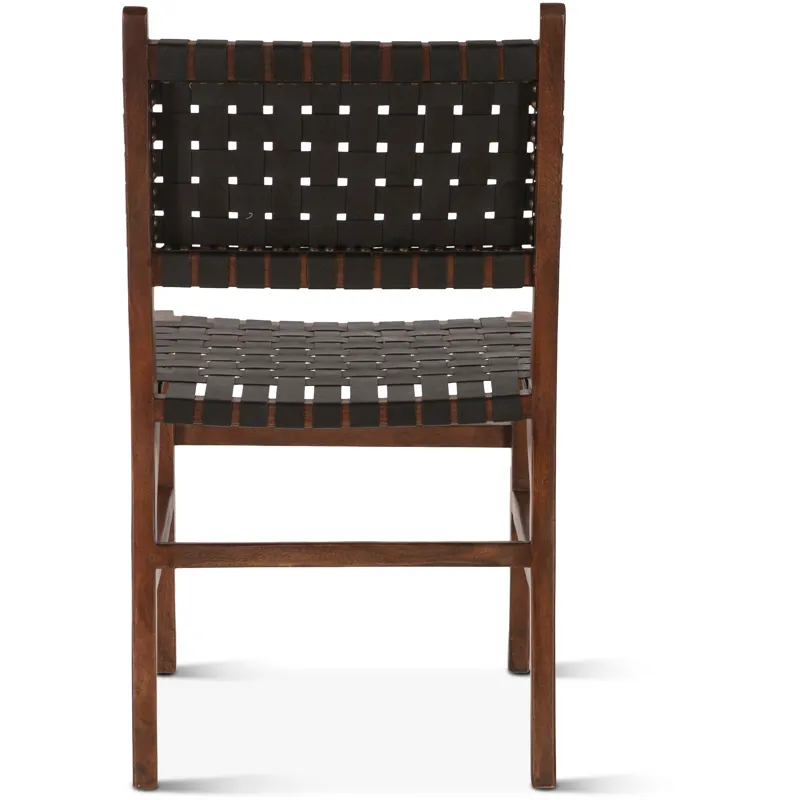Palermo 18" Dining Chair with Black Leather in Matte Brown