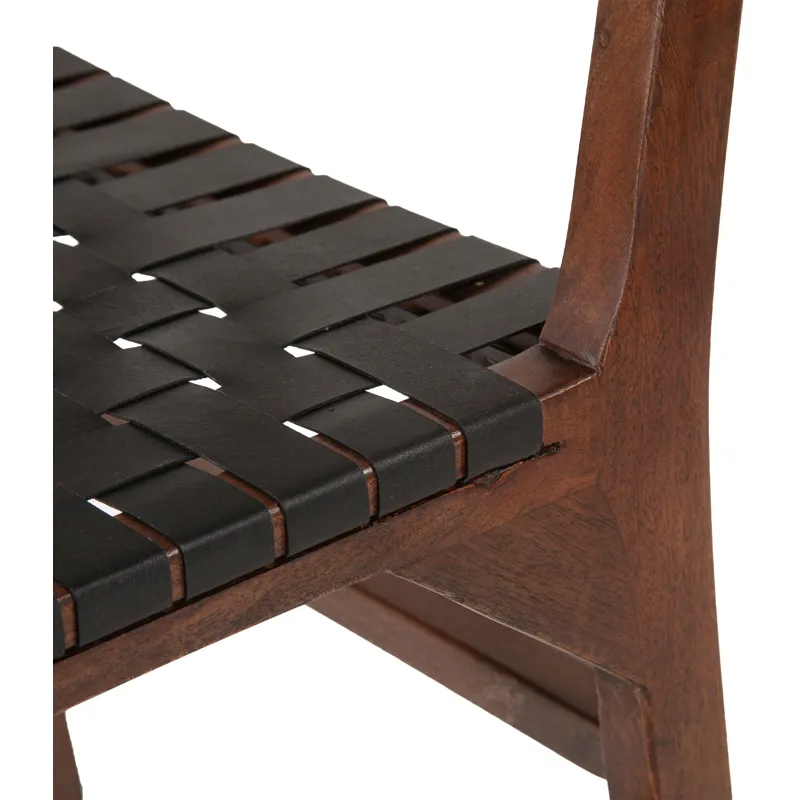 Palermo 18" Dining Chair with Black Leather in Matte Brown