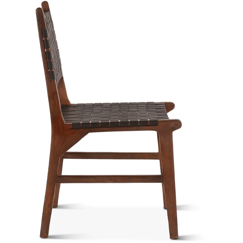 Palermo 18" Dining Chair with Black Leather in Matte Brown