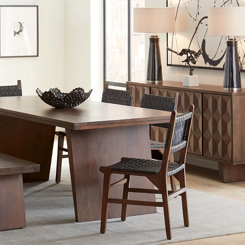 Palermo 18" Dining Chair with Black Leather in Matte Brown