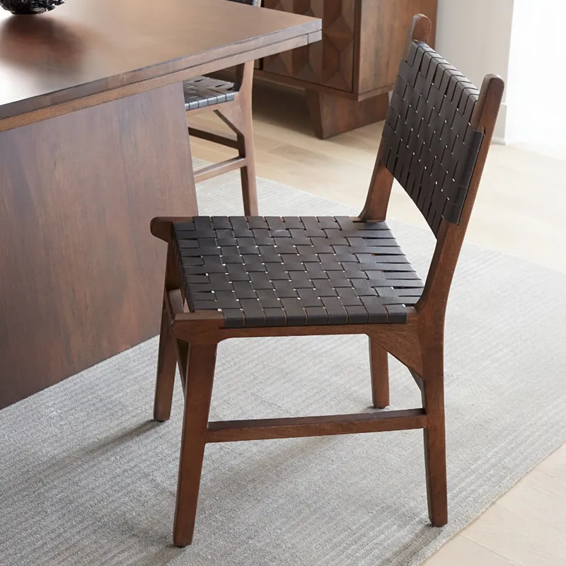 Palermo 18" Dining Chair with Black Leather in Matte Brown