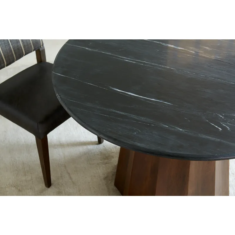 Grosvenor Maya 21" Dining Chair in Black Striped Linen and Black Leather