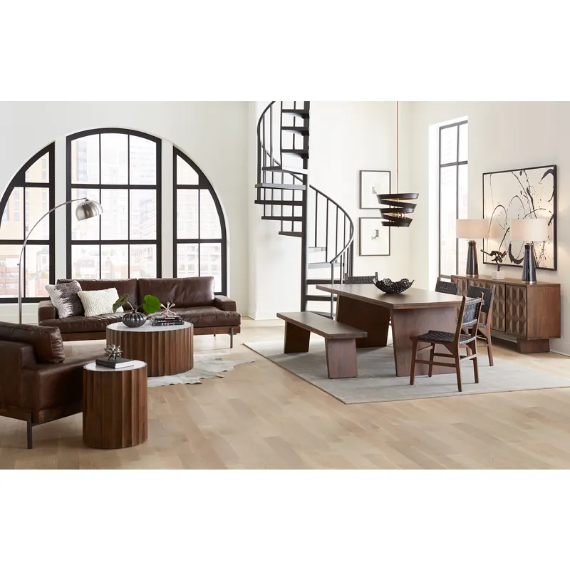 Palermo 18" Round Side Table with White Marble and Royal Brown Base