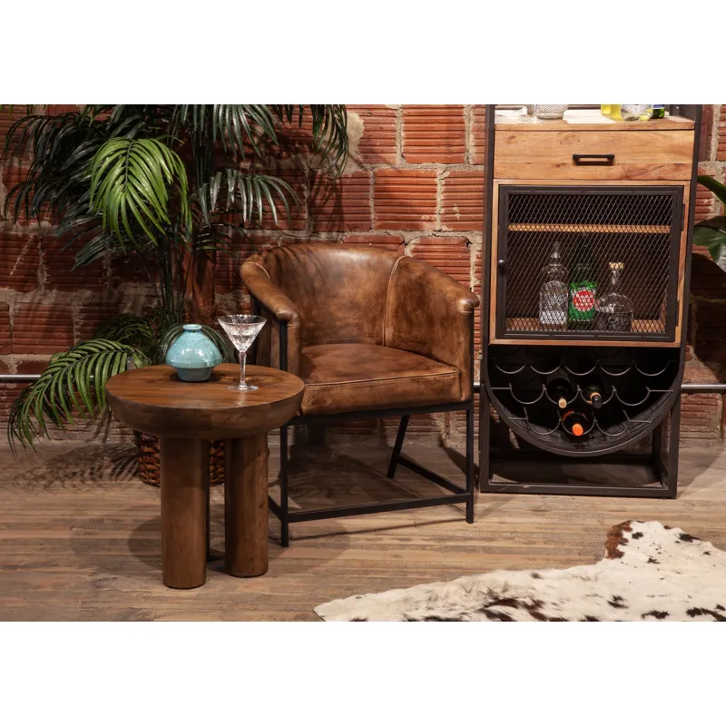 Palermo 20" Round Side Table in Acorn Brown