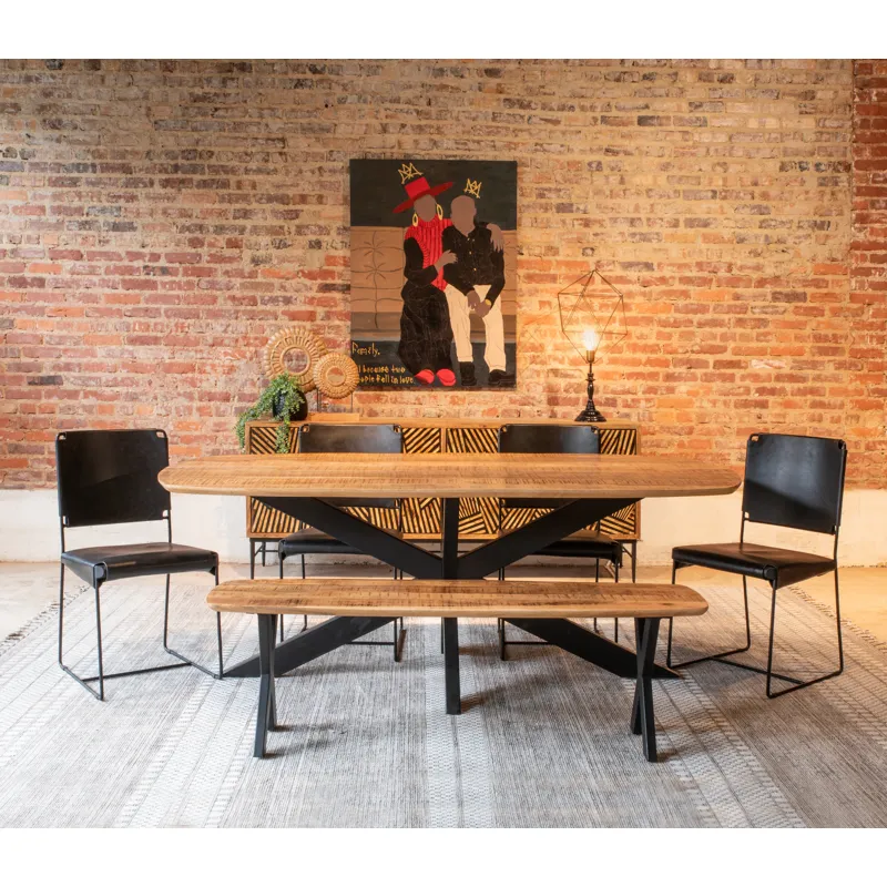 Rapallo 82" Dining Table in Natural Mango Wood and Iron